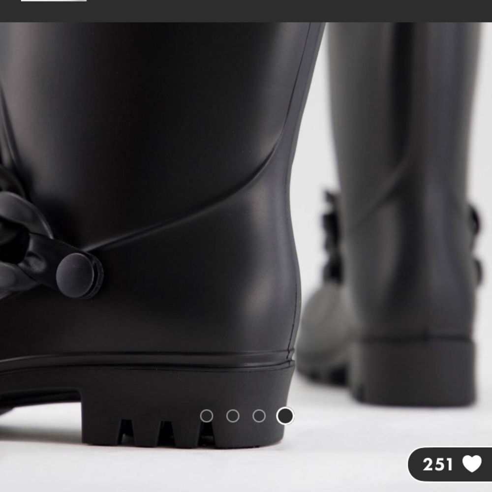 NWT • ASOS • GRAYSON Tall Black Welles Boots with Chain Trim Detail - Picture 8 of 13